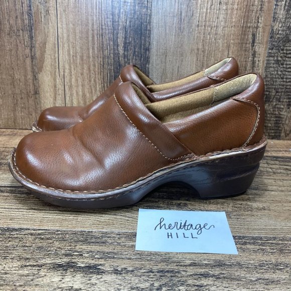 BOC Born Concept Peggy Brown Leather Comfort Slip On Clogs - Womens Size 7 M - Picture 3 of 11